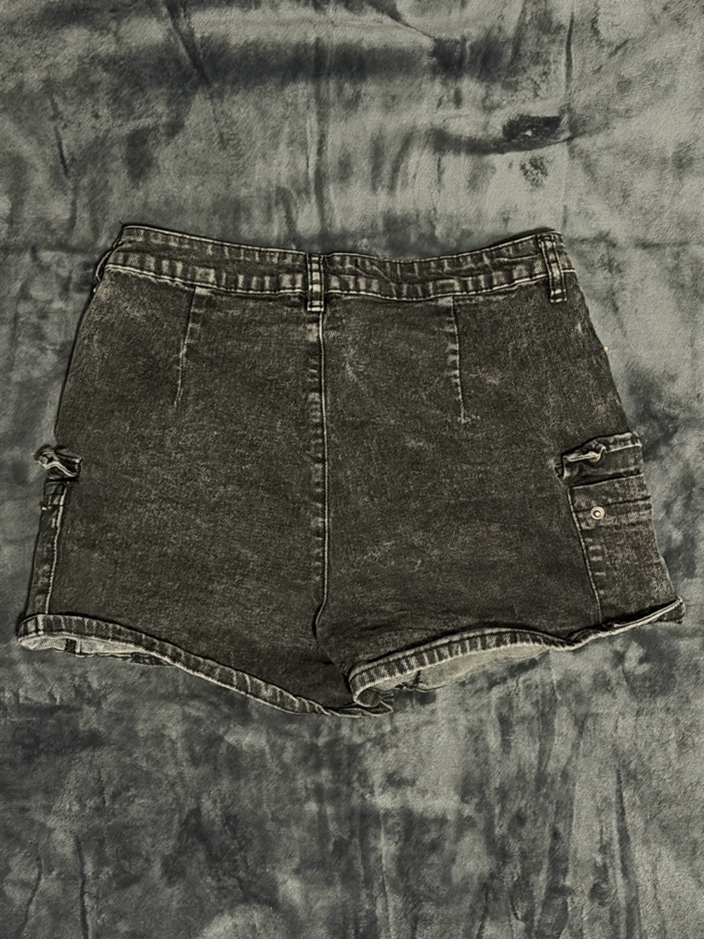 High-Rise Washed Black Denim Women’s Shorts